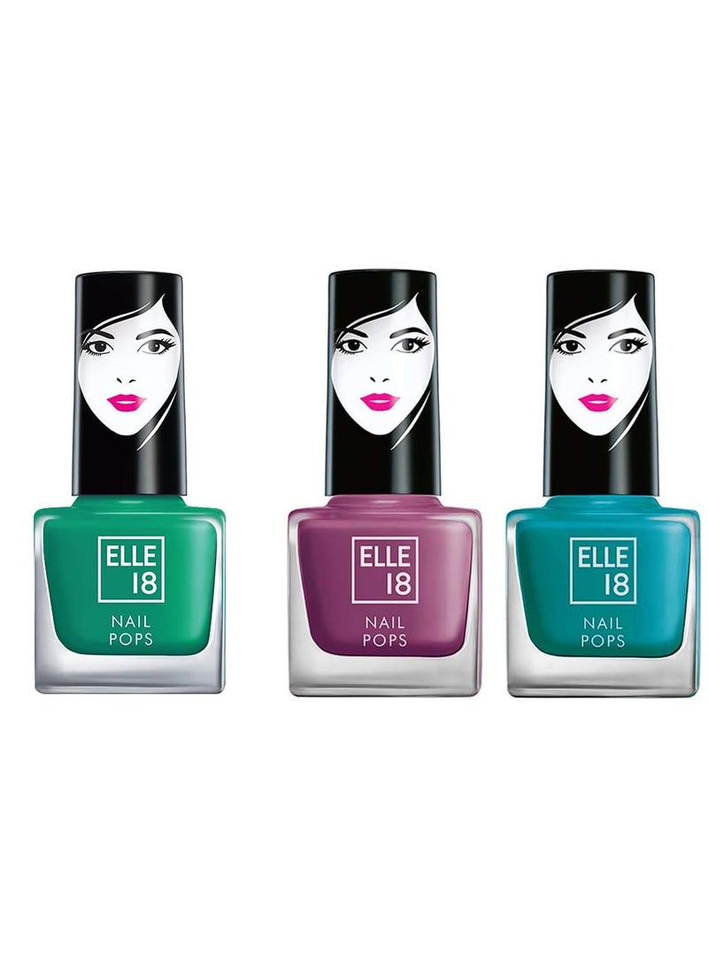 إل 18 طلاء أظافر Elle 18 Nail Pops، اللون 177، وطلاء أظافر Elle 18 Nail Pops، اللون 161، بلمسة نهائية مطفية ولامعة، 5 مل، وطلاء أظافر Elle 18 Nail Pops، اللون 155، بلمسة نهائية مطفية ولامعة، 5 مل - Image 1